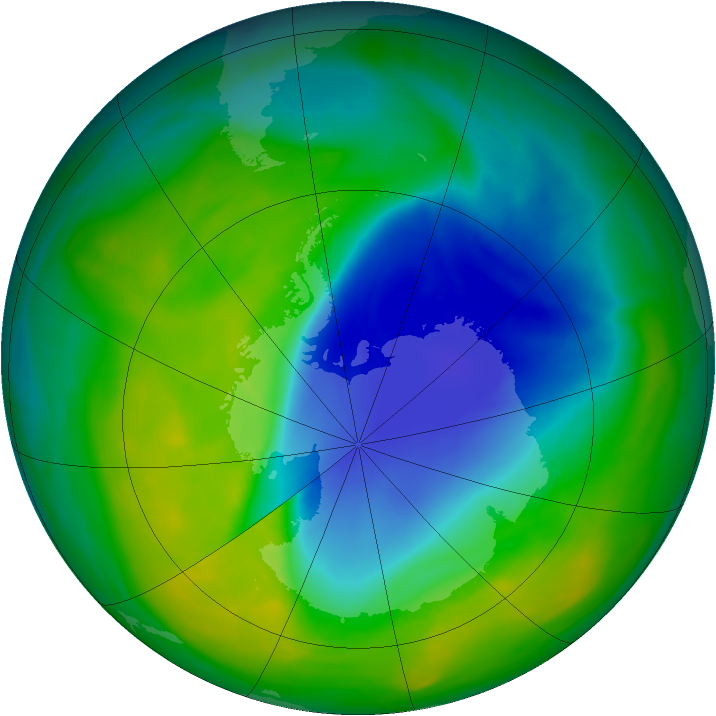 Antarctic ozone map for 26 November 2007
